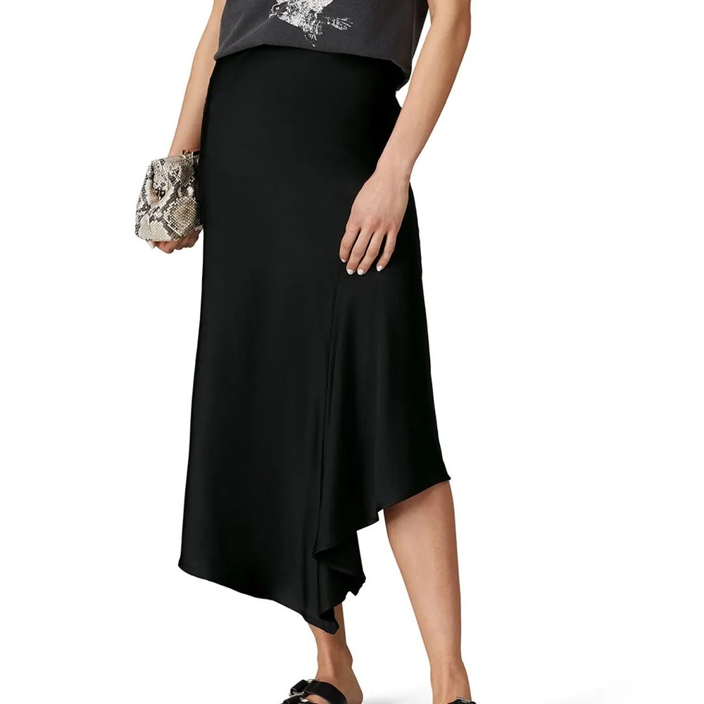 Anine Bing Bailey Silk Asymmetric Skirt in Black